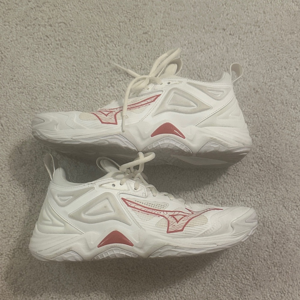 Mizuno White and Red Volleyball Shoes